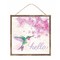 Hummingbird "Hello" 10" Sign for Wreath Accents, Door / Wall Hanger, Crafts and Decoration - Pink, Purple, White - Spring, Easter, Summer